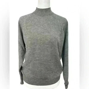 Dalkeith Womens Sweater 100% Merino Wool Mock Neck Pullover Stretch Gray Size S